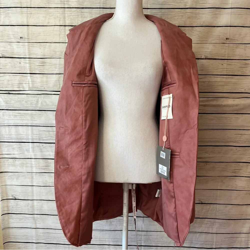 House of CB Womens Kiera Oversize Faux Leather Jacket Size Large Pink NWT - Picture 5 of 16